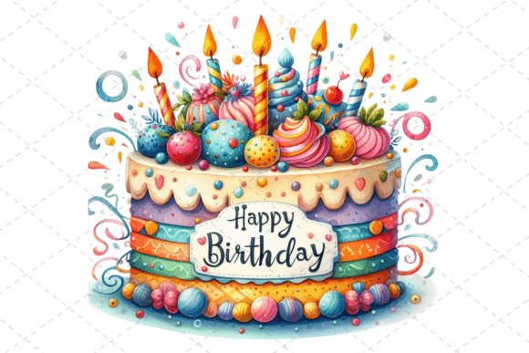 Download Watercolor Birthday Cake Clipart - Cake Collection