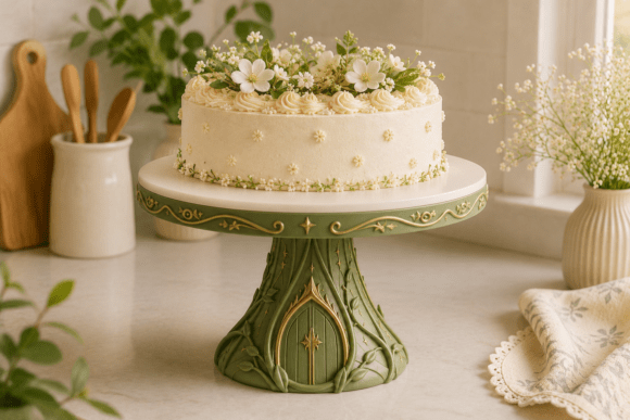 Download Fairy Door Cake Stand | Pedestal STL - Cake Collection