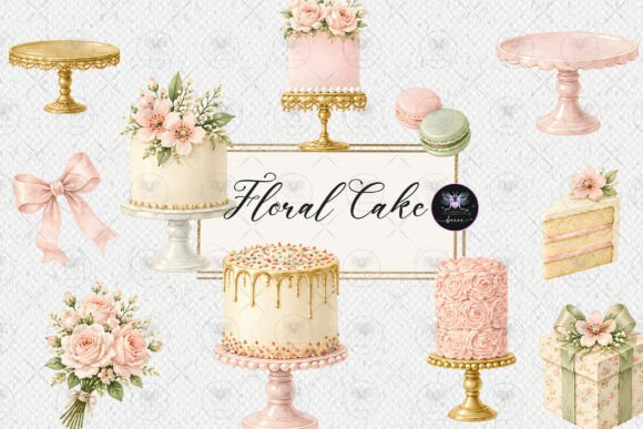 Download Elegant Floral Cake Watercolor Clipart - Cake Collection