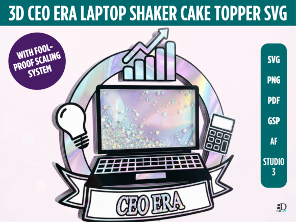 Download 3D CEO Era Laptop Shaker Cake Topper SVG - Cake Collection